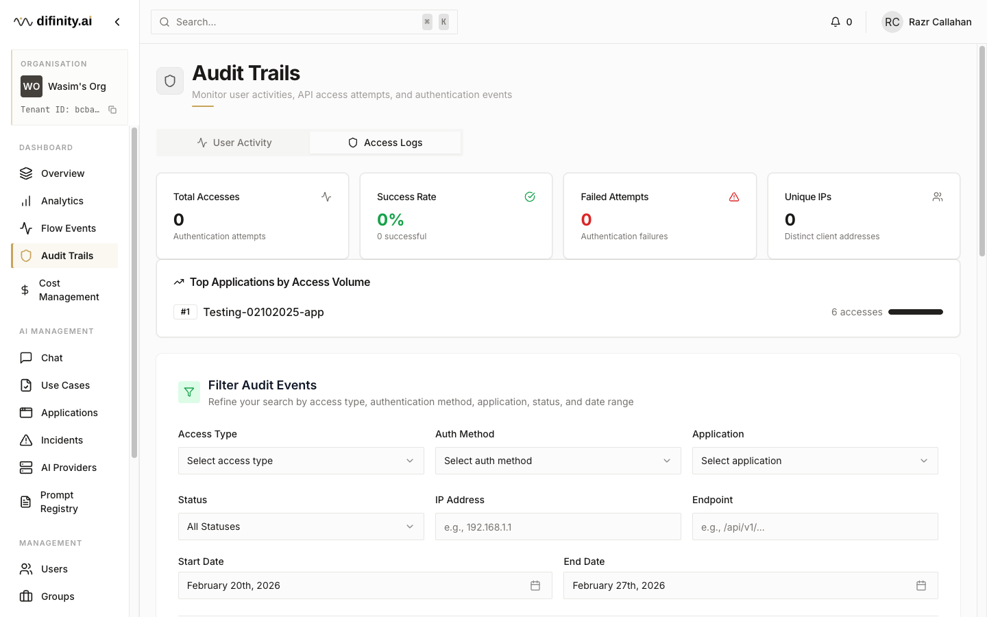 Audit trails — access logs
