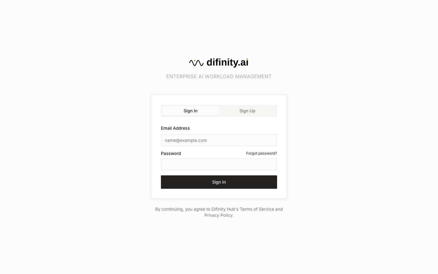 Sign in page