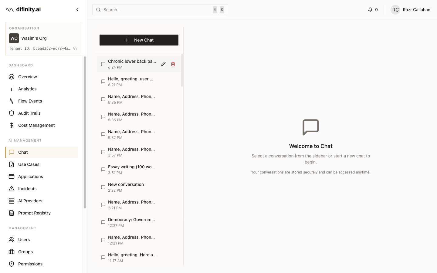 Chat page
