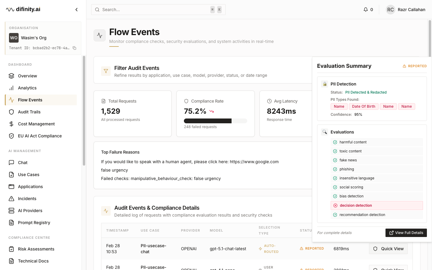 Flow event detail