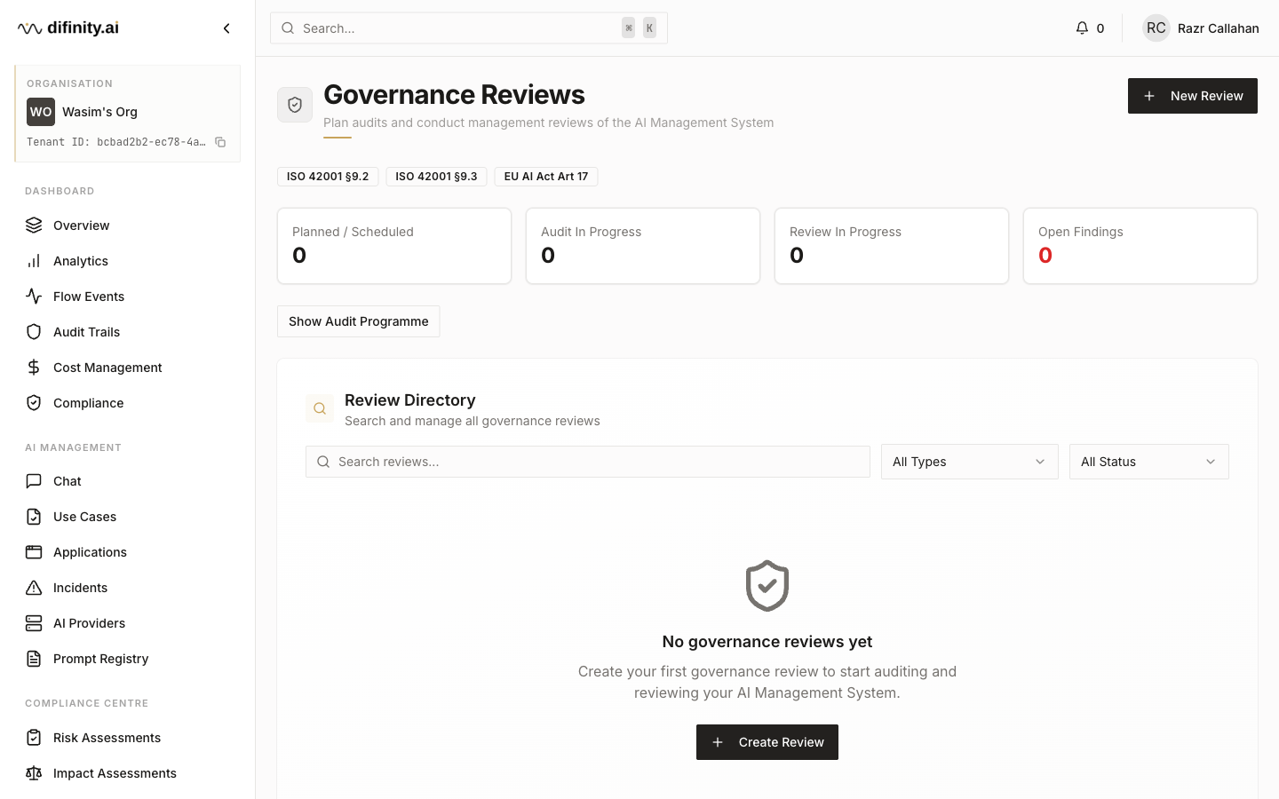 Governance reviews