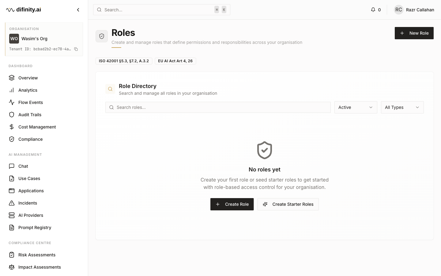 Roles page